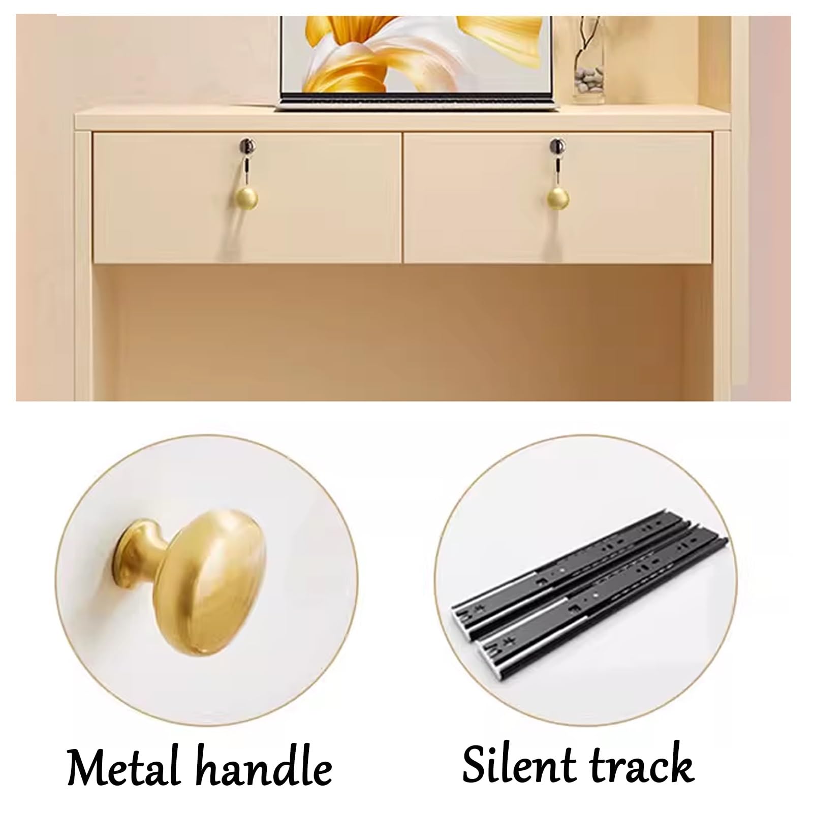 Moderner Empfangstisch mit abschließbarer Schublade & offenen Regalen, kompakter Kassentisch für Einzelhandel, Büro, Weiß, 99,8 x 40 x 95 cm