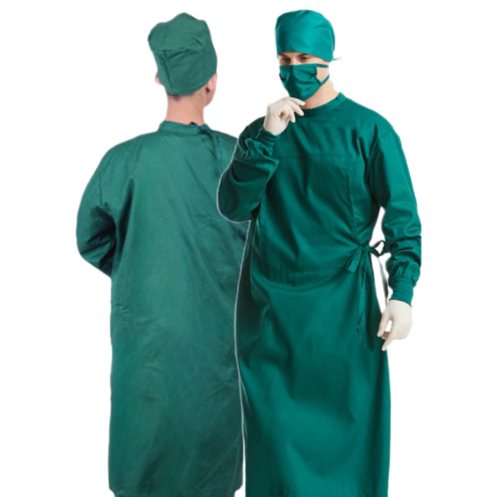 Fluid Resistant Waterproof Medical Gown Washable Reusable Gown with Long Sleeve Unisex Lab Coat Work Uniform Pure Cotton Closing Cuff Pocket Design Full Protection (XL)