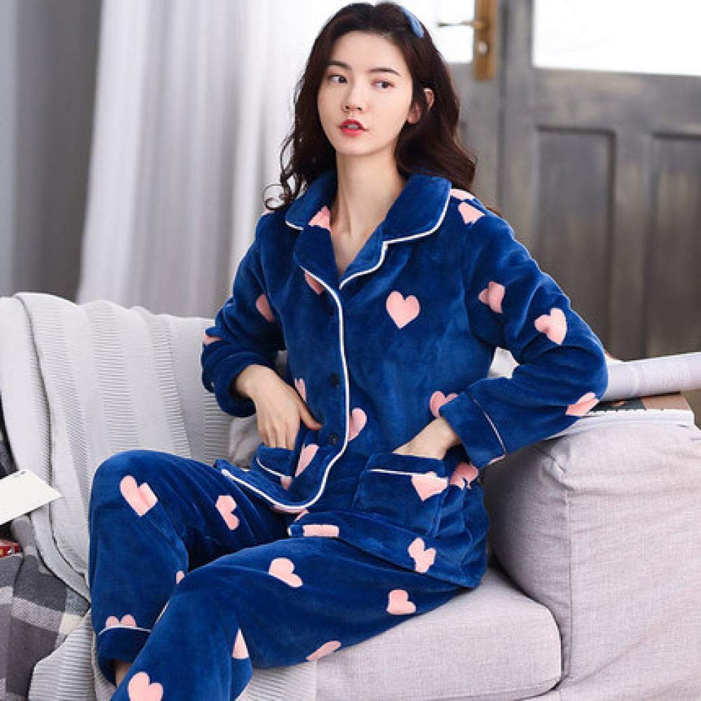 Gemütlicher Damen Pyjama-Set Aus Baumwolle – Langarm Mit Herz-Print & Strickjacke