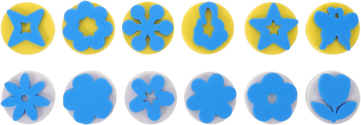 1set Paint Stamps for DIY - Drawing Sponge Stamps - Flower Shape Foam Sponge Paint Applicators for Finger Painting Activities, Handmade Craft