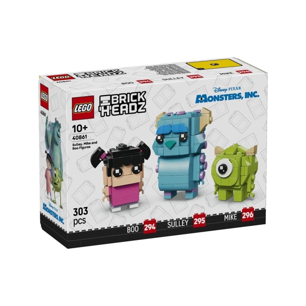 LEGO BrickHeadz Sulley, Mike and Boo Figures, Disney Pixar Monsters, Inc. Set 40861, 303 Pieces, Ages 10+