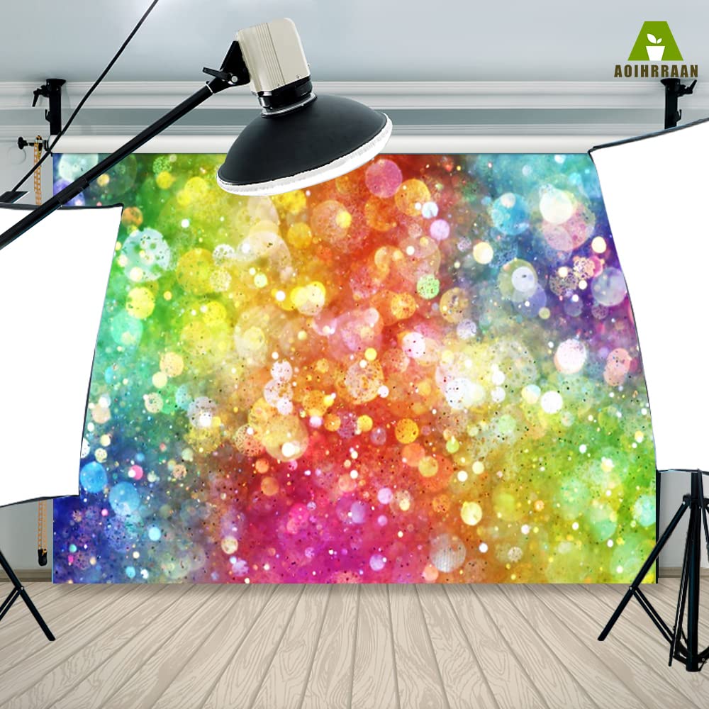 Aoihrraan 3x2m Bokeh Halos Sfondo Colorato Glitter Sparkle Paillettes Scena Fotografia Sfondo Capodanno Famliy Decorazione per Feste Matrimonio Spara Bambini Adulti Ritratto Personale Foto Prop