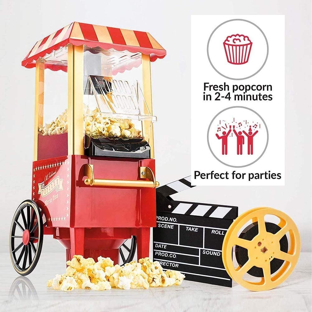Macchina per Popcorn Macchina per Popcorn da Tavolo elettrica da 1200 W, Macchina per Popcorn ad Aria Calda con misurino, Senza Bisogno di Olio, Approvata FDA ed ETL, Facile da Pulire, Rosso