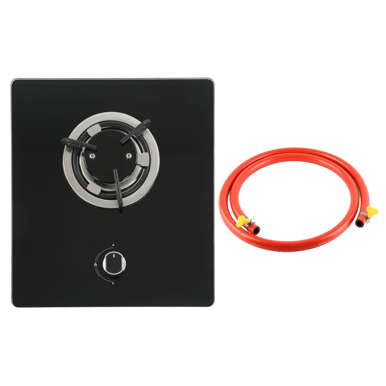 Estufa de gas RV de 290 x 325 mm, panel de vidrio templado de 1,8 kW, ajuste de fuego para caravana, yate, barco, cocina
