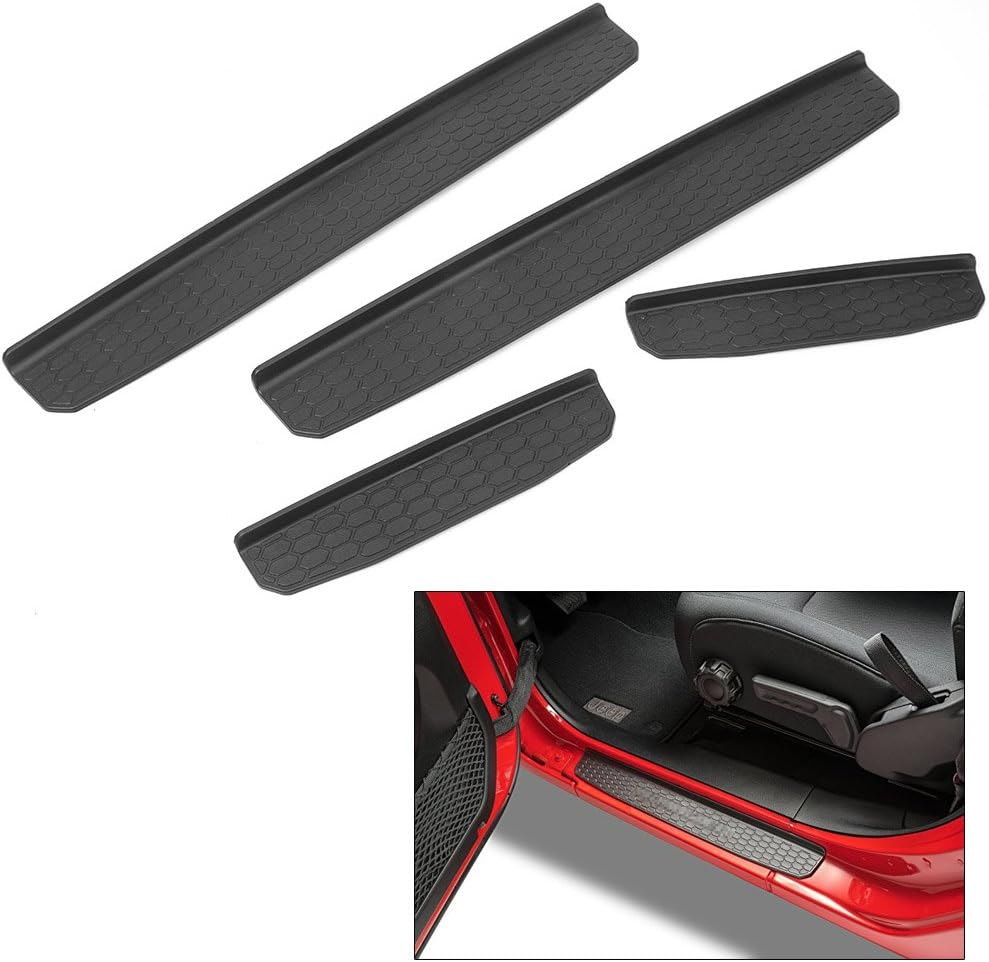 Cnfang4 Black 4pcs Car Door Entry Gurad Sill Guards Welcome Pedal Step Protect for Jeep Wrangler JL 4 Door 2018
