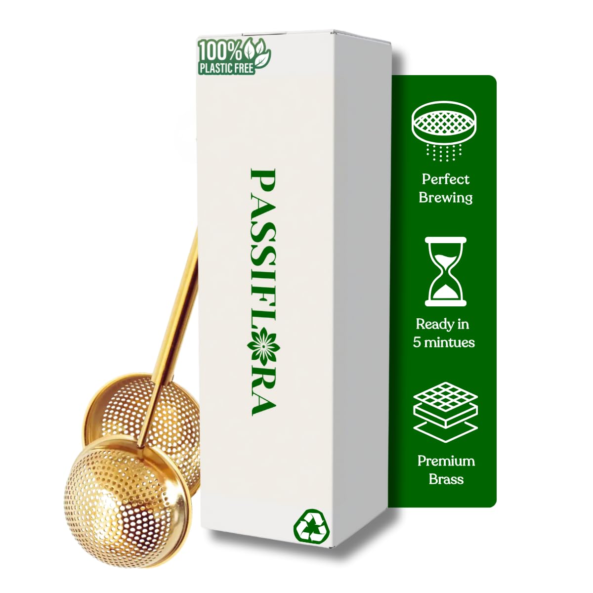 Passiflora Lead Free Brass Tea Infuser for Loose Leaf Green & Herbal Tea | Food Grade BPA Free Reusable Golden Tea Ball Strainer for Cup, Mug, Teapot & Chai-image-8