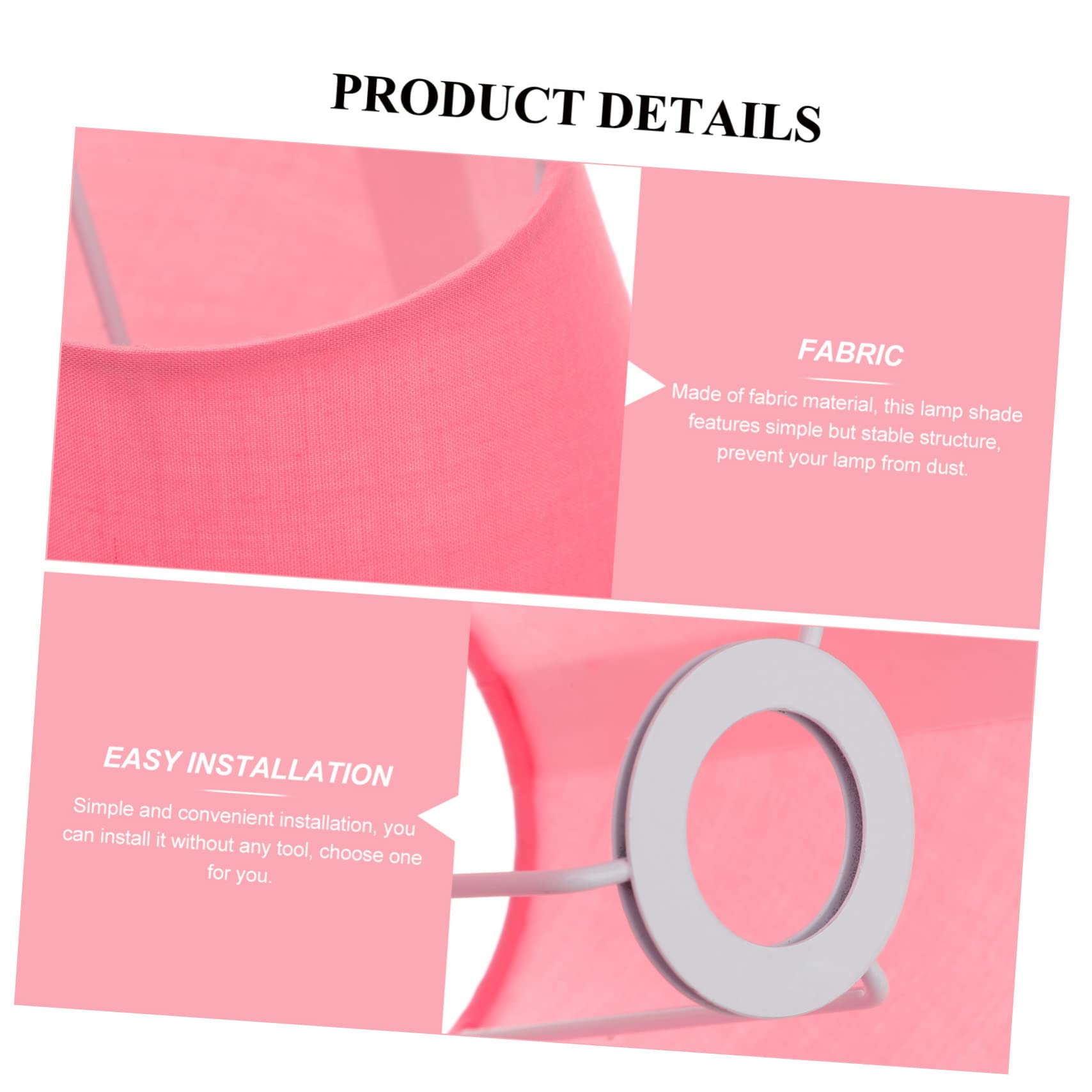 TOBBOMEY Clip-on Macaron Style Fabric Lampshade Pink Light Shade for Bedroom Soft Pink Ceiling Lamp Cover Easy Install