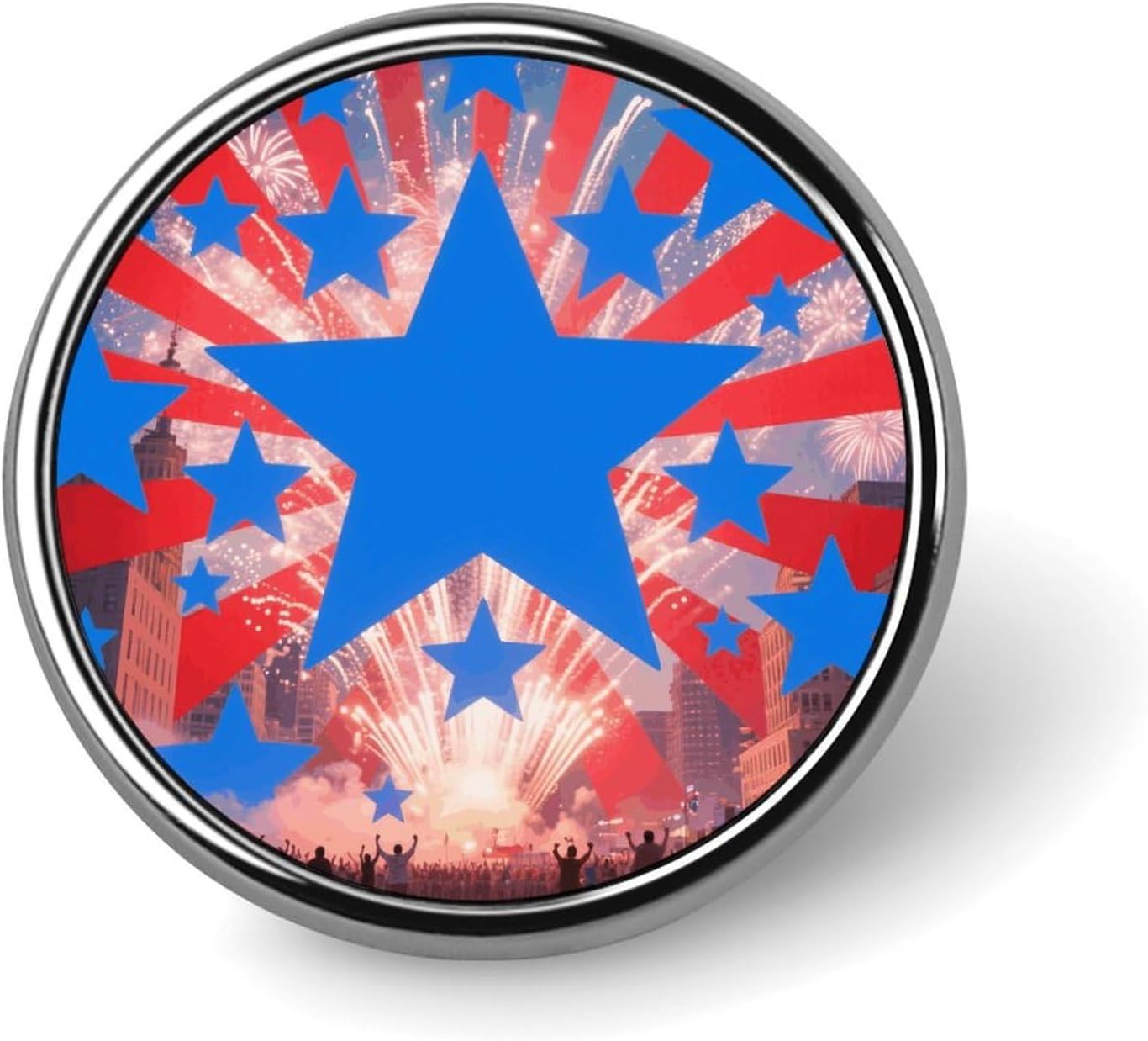 Round Lapel Pin Decorative Brooch Pins, 4th of July Blue Star Red Stripe