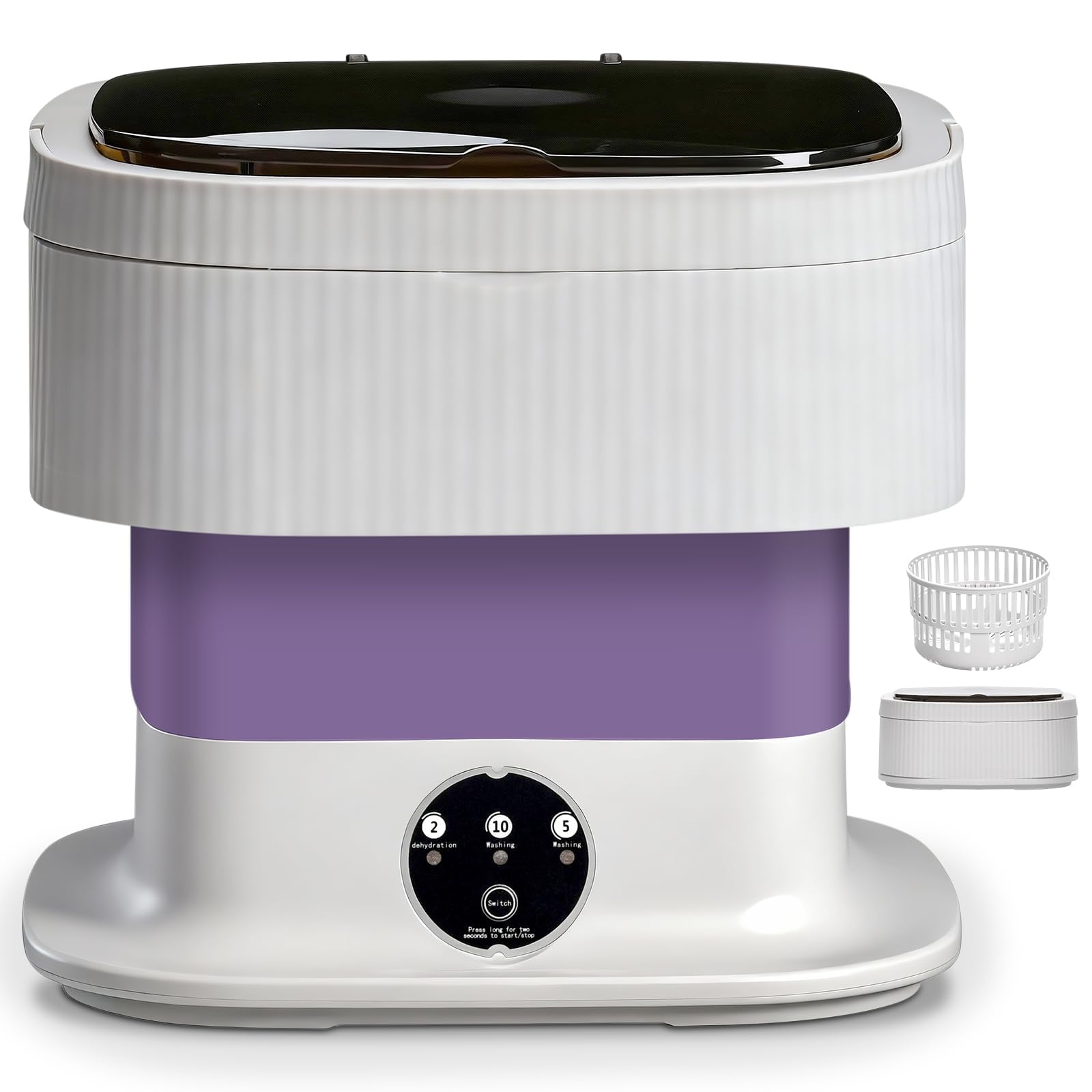 Koeutoze Mini Washing Machine 10L Washer with Spin Basket – Touchscreen One-Button Operation, 3 Wash Modes Compact Travel Washing Machine for Baby Clothes, UnderwearDorm, Camping, RV - 2