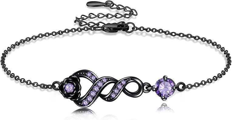 URONE أسود روز/الجمجمة/ضغط زهرة سوار الفضة الاسترليني عيد الميلاد القوطية مجوهرات هدايا للنساء