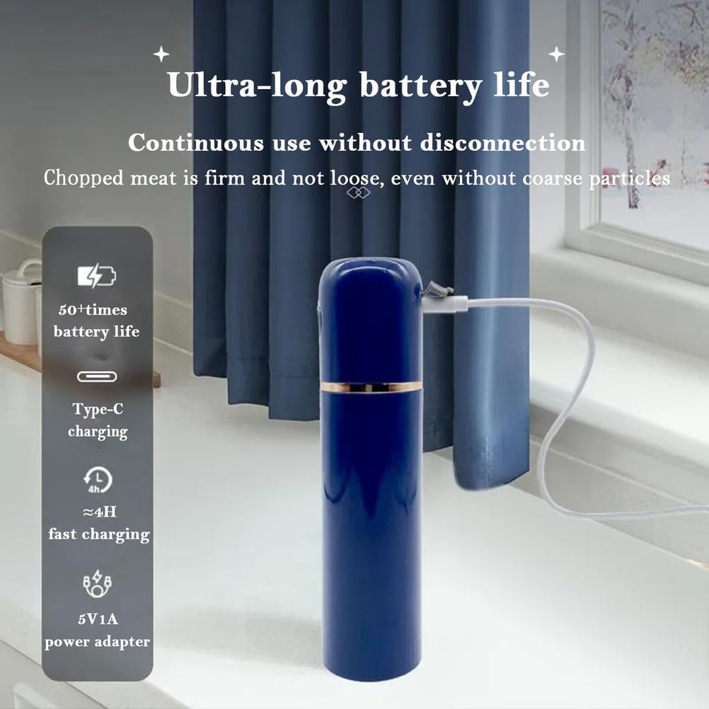 Picadora Electrica, Procesador De Alimentos, Trituradora De Alimentos con Cuchillas De Acero Inoxidable Y Recipiente De Vidrio De 1L, para Pica Carne, Frutas, Verduras, Azul
