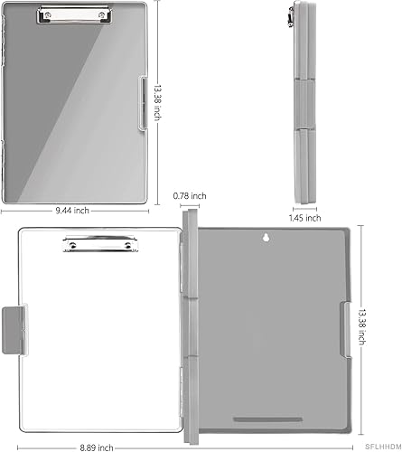 Miniatura 9 de Portapapeles con almacenamiento, tableros de clip resistentes de 8.5 x 11 pulgadas con 2 fundas de almacenamiento, portapapeles de almacenamiento de