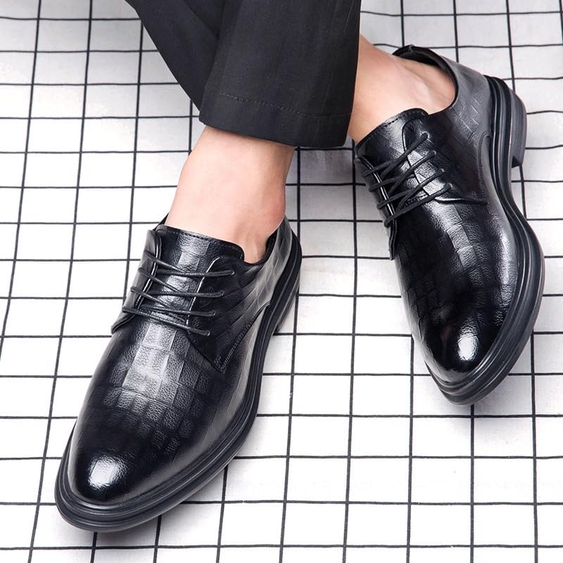 Men's Genuine Leather Lace Up Oxfords Comfort Wide Round Toe Non-Slip Dress Shoes Fashion Classic Carved Leather Low Heels Dress Shoes3