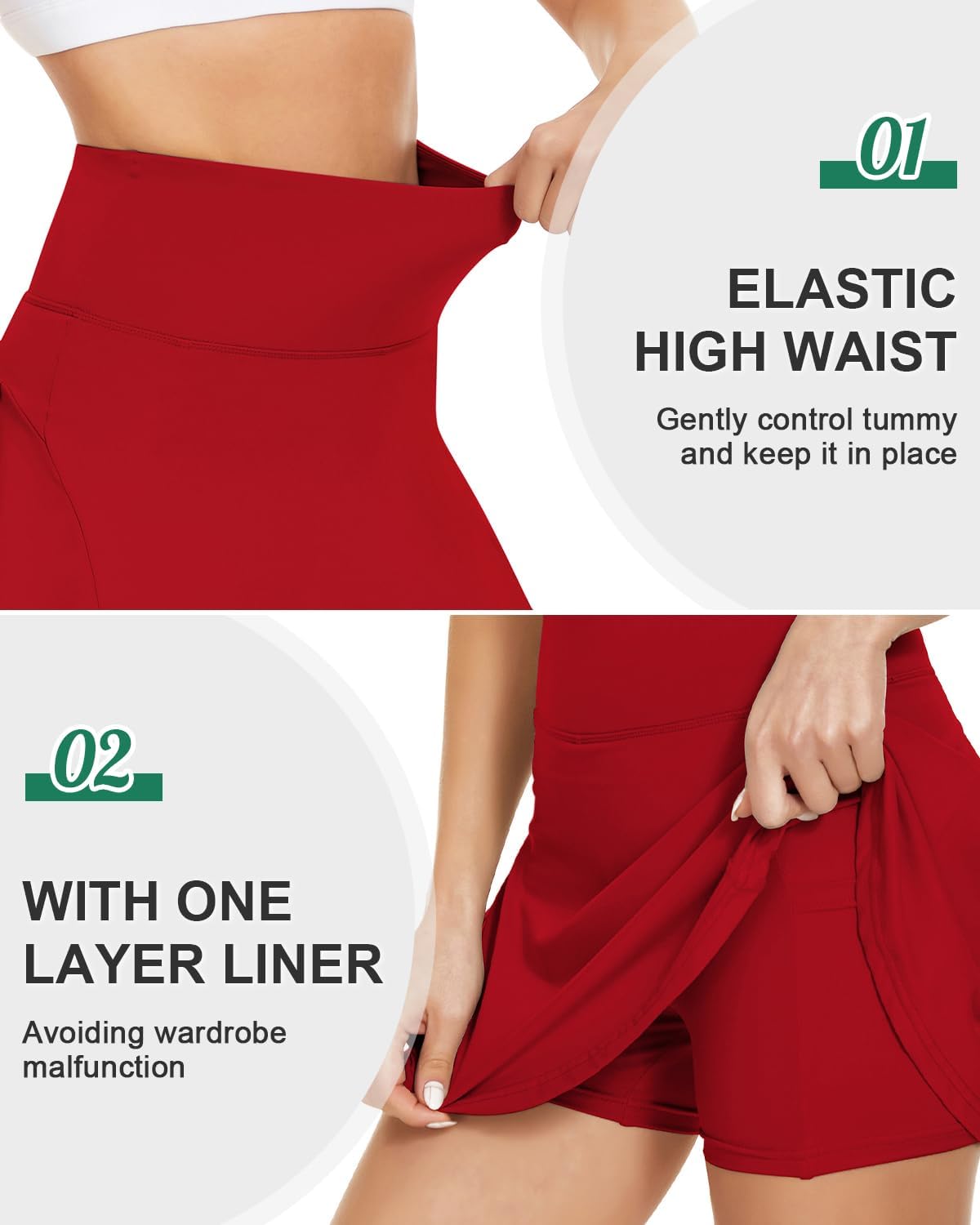 Century Star High Waisted Tennis Skirts for Women with Pockets and Shorts Womens Mini Athletic Golf Sports Running Skort - Image 3