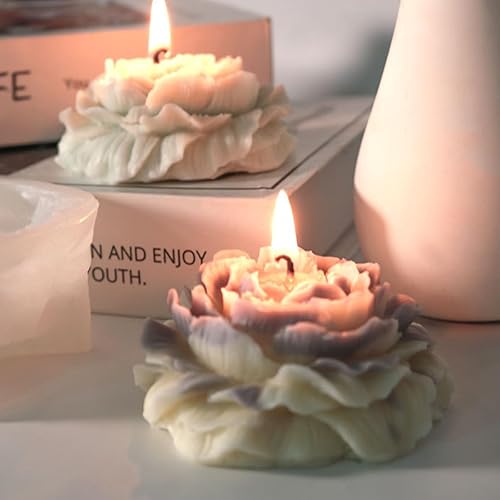 Miniatura 2 de Molde de vela de silicona de peonía grande 3D, hecho a mano, creativo, flores, aromaterapia, yeso, resina, suministros para hacer jabón, regalos de