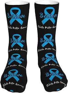 351 Unisex Crew Socks Believe Selective Mutism Awareness Teal Ribbon Boot Socks Breathable Football Socks Comfortable Ladies Socks, For Basketball, Trekking, Yoga