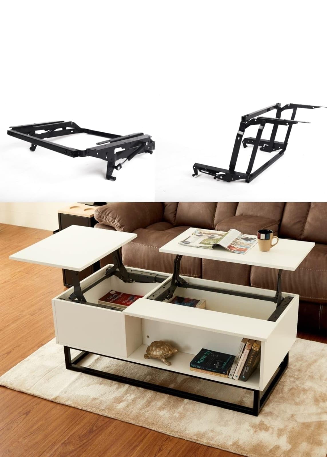 Coffee Table Hardware Mechanism,Lift up Coffee Table Hardware,with Soft Close Hydraulic Black-image-32