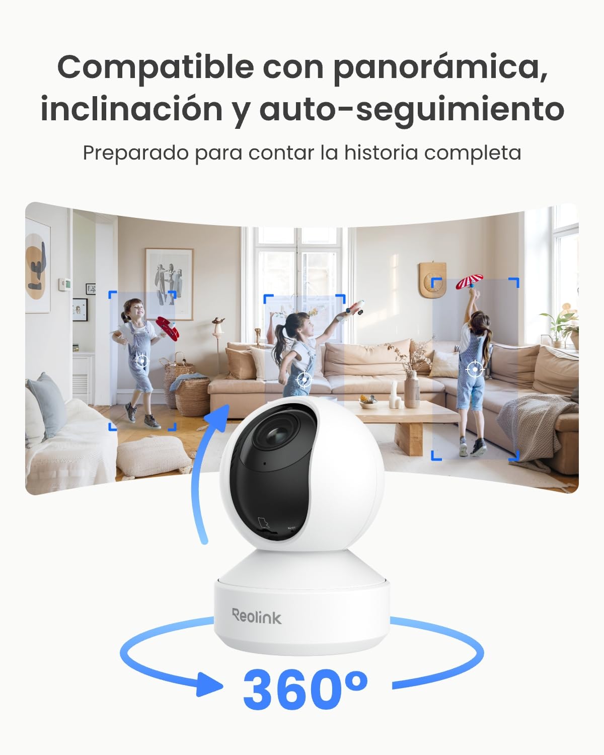 Reolink Home Hub Mini + 2× E1 Zoom，Cámaras 4K Interior con Giro/Inclinación，Zoom Óptico 3X, Detección de Llanto y Movimiento y Centro de Seguridad Todo en Uno con Almacenamiento Local y Acceso Remoto