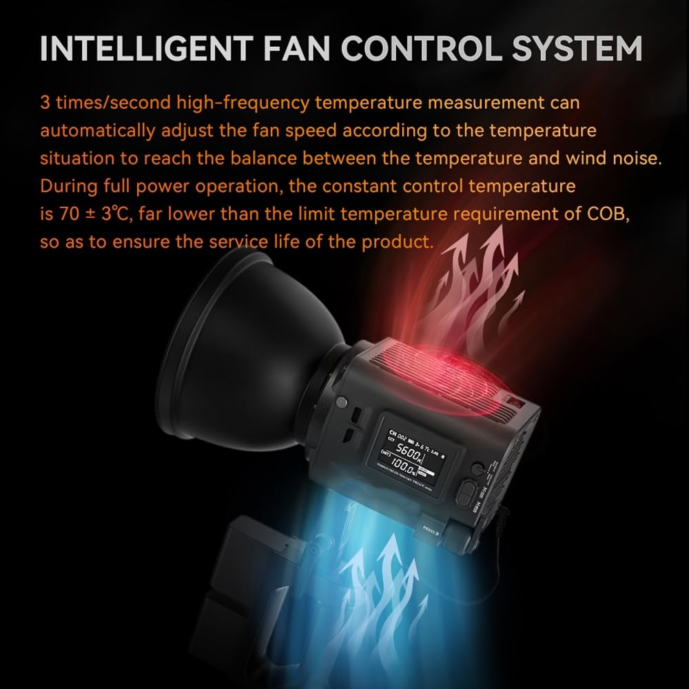 200W COB LED-Videoleuchte-Set mit Standard-Diffusor und Handhalterung | 5600K Farbtemperatur, 12 Lichtszeneneffekte, 2,4 G Wireless-System, unterstützt BT-Verbindung für Studiofotografie