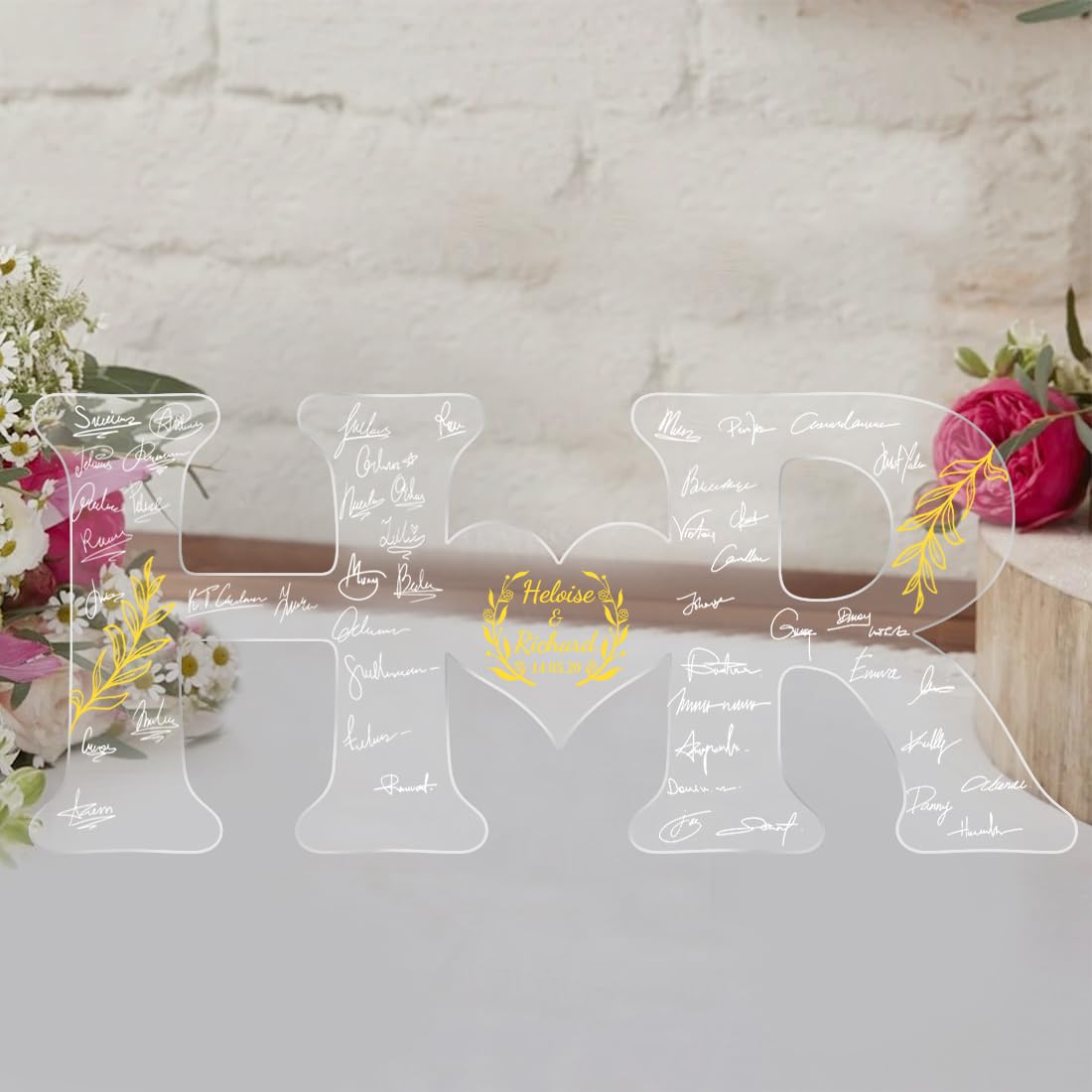 Personalised Wedding Guest Book Sign Custom Letter Name Date Rustic Wedding Guest Book Alternative Unique Guest Book for Wedding Anniversary Decor (Style 5)