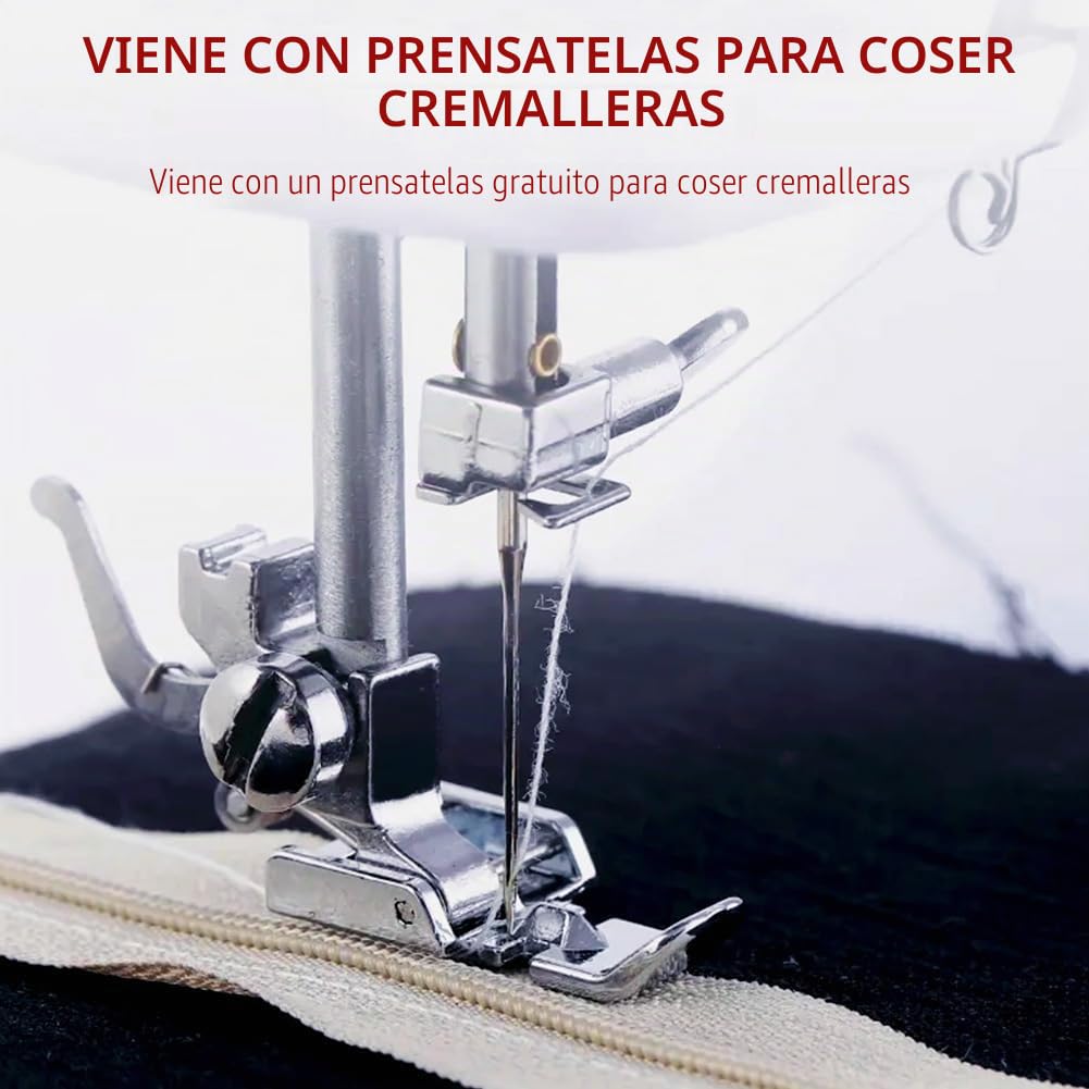 ZPSHYD - Máquina de coser eléctrica portátil de 14 puntos, para principiantes y niños, con pedal, ideal para ropa, bolsos y muñecas, color rojo y blanco