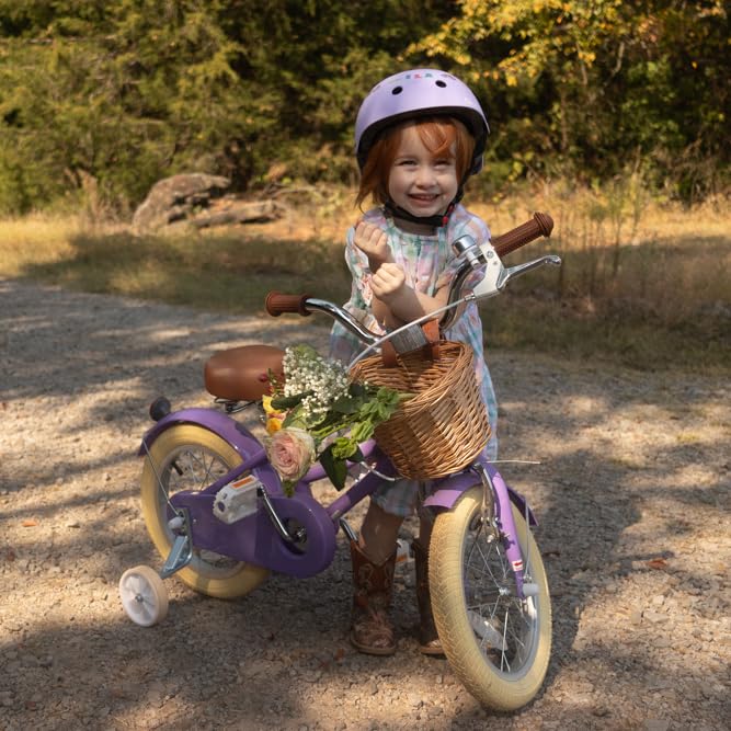 Glerc Little Molly 12-20 Inch Kids Retro Girls Bike for 2-13 Year Old with Wicker Basket & Stabilisers/Kickstand, Multiple Colors