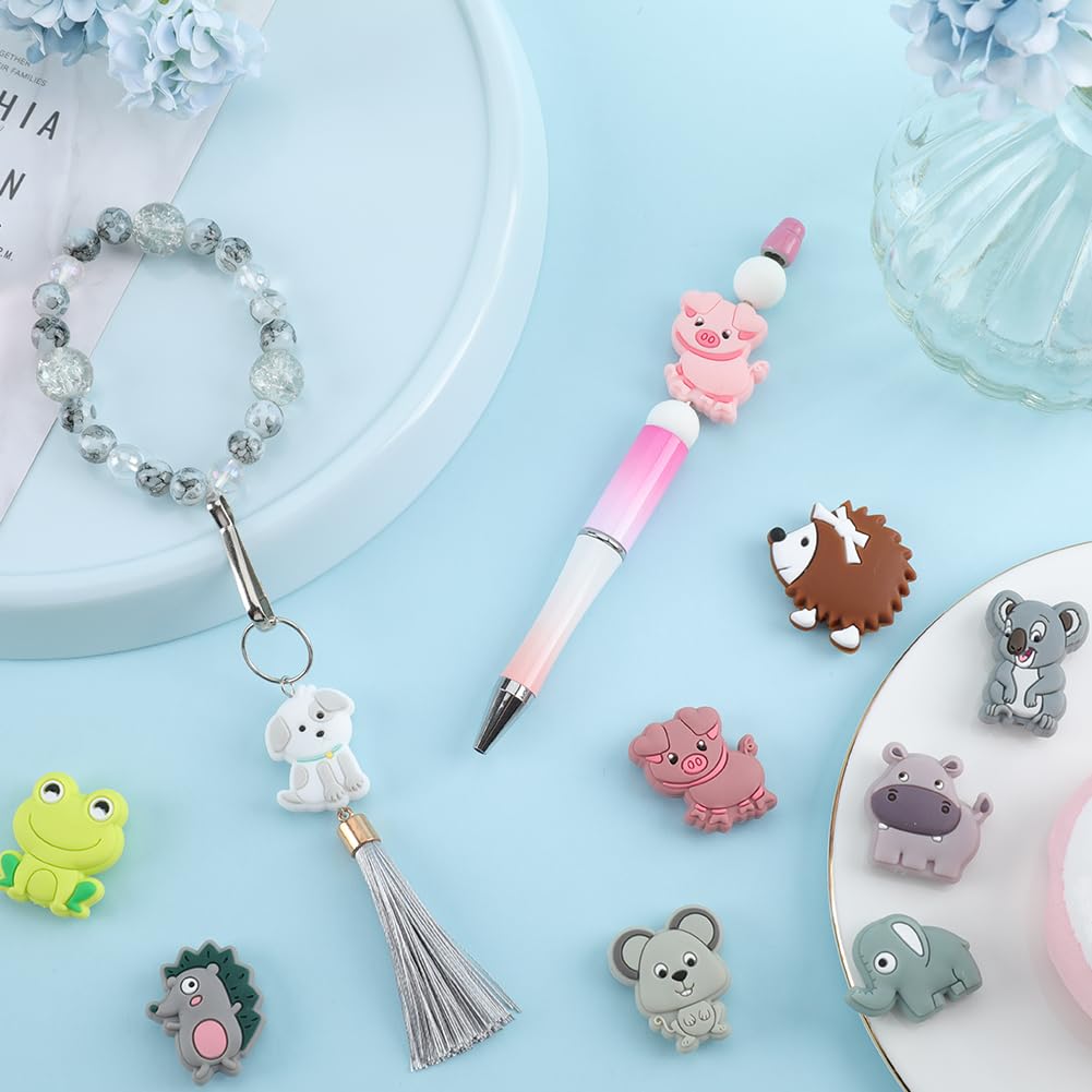 Perles En Silicone Animaux Mignons - 15 Styles (panda, Lapin, Ours...) Pour Créer Bijoux, Porte-clés, Déco DIY