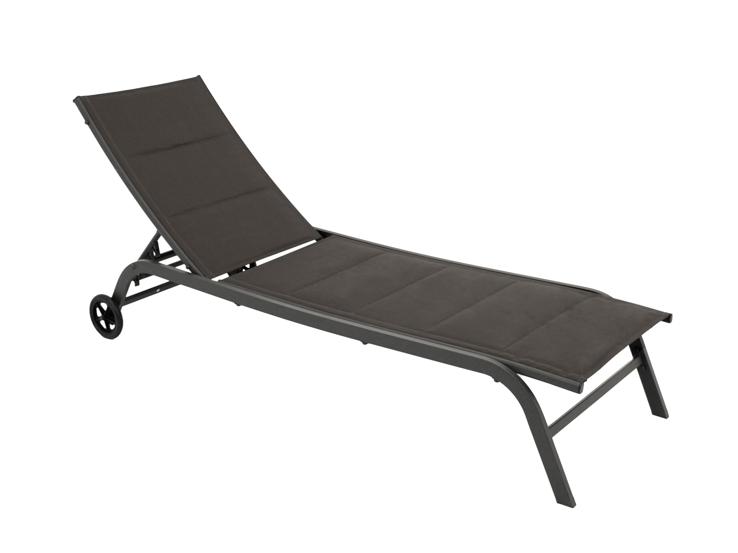 DEGAMO Gartenliege Rollenliege Riva, Stahlgestell grau, Liegefläche Kunstgewebe gepolstert grau, verstellbar, Outdoor