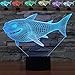 3D Shark Night Light LED Illusion Lamp YKLWORLD 7 Color Changing Table Lamps Touch Control with USB Cable Bed Room Decor Festival Birthday Gifts Toys for Kids Boys Children