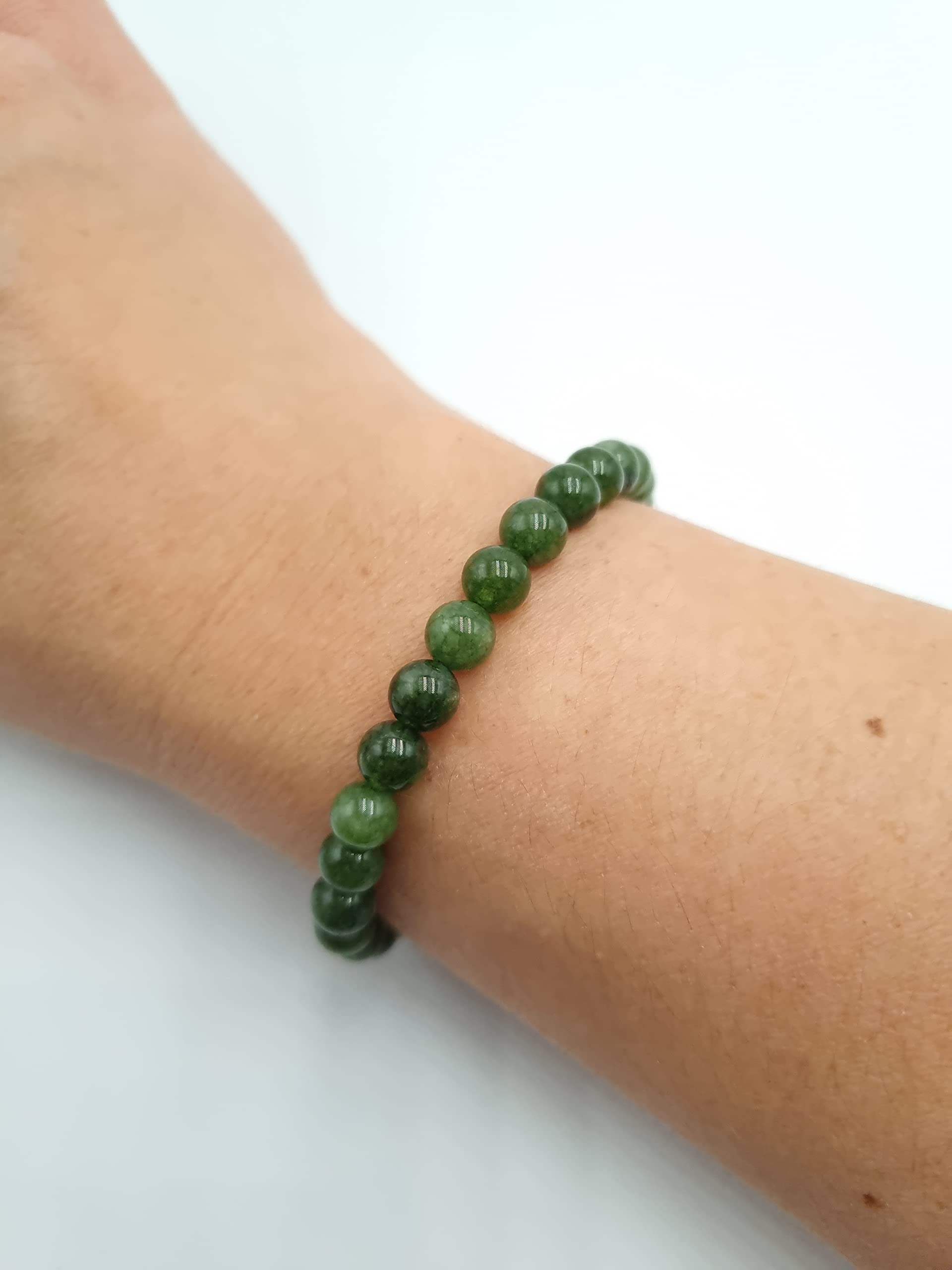 Bracelet Jade Vert émeraude en Pierres Naturelles Qualité AAA | Taille personnalisée de 12 à 22 cm au choix | Enfant - Adulte | Perles rondes 6 mm | Création Artisanale Française