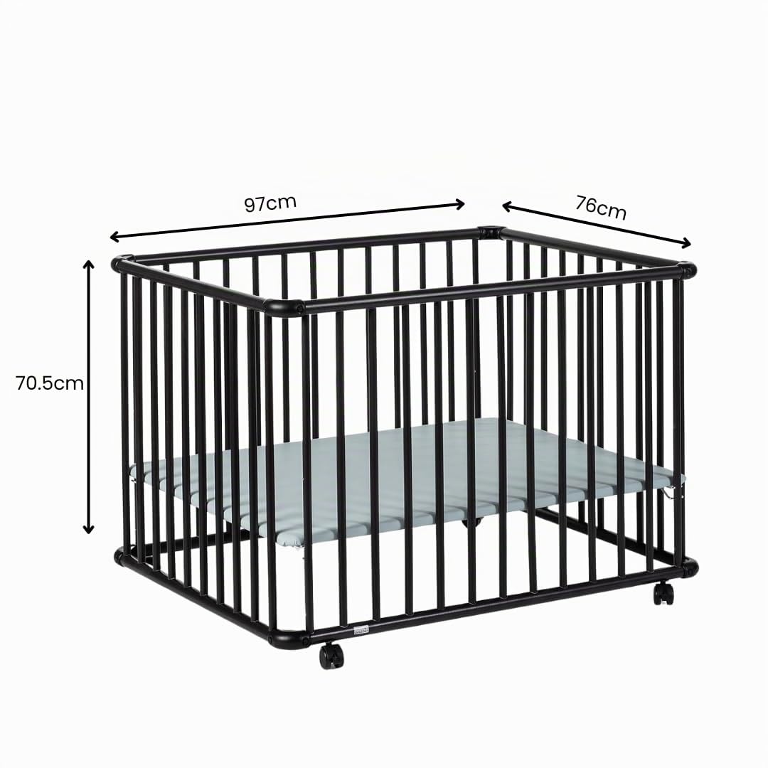 Geuther Parc Bébé en Bois Belami Plus – Hauteur Réglable – 76x97 cm – Avec Roulettes – Certifié TÜV – Idéal pour Dormir et Apprendre – Blanc