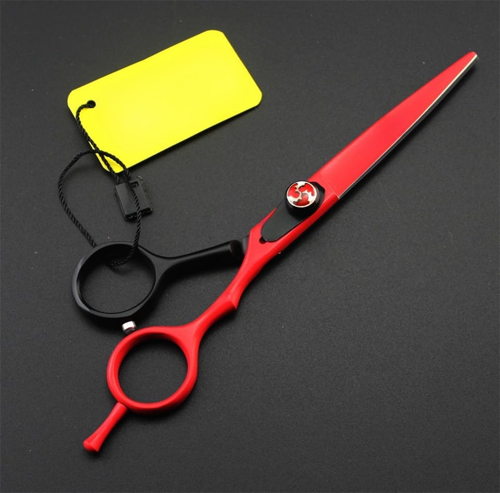 Black and Red 6.0-Inch Barber Scissors, Hair Cutting Shears Kit, Made of Stainless Steel, Durable and Resistant to Wear, for Cutting and Styling Hair