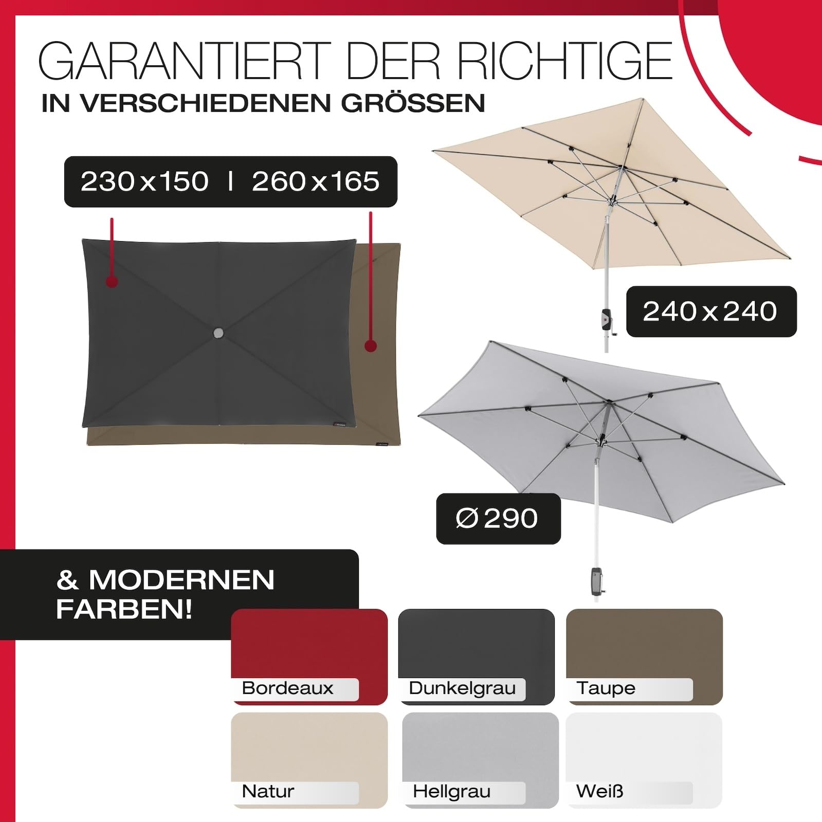Knirps Automatic Sonnenschirm 260x165cm I innovativer UV-Schutz mit automatischem Öffnen & Schließen I stabiler Gartenschirm I Terrassenschirm kompakt I große Schirmfläche