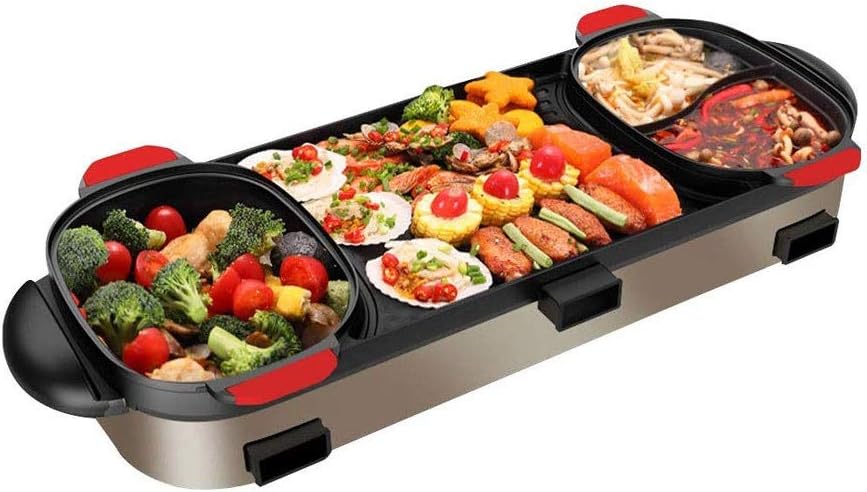 Electric Hot Pot， BBQ Grill and Pot,Multi-Function Barbecue Home Baking Tray