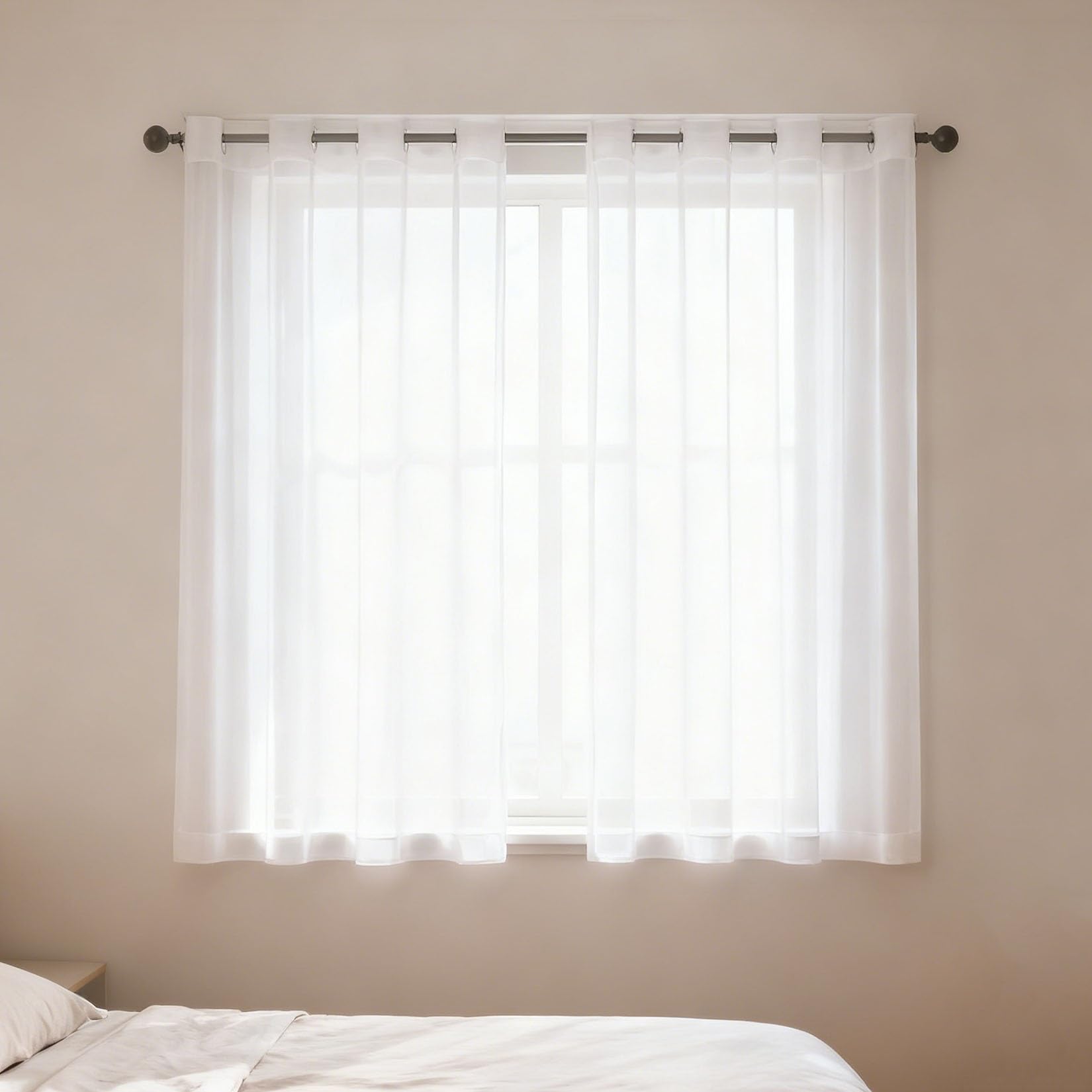 Voilages 230 x 80 cm blancs et fluides pour fenêtres de bureau et salon