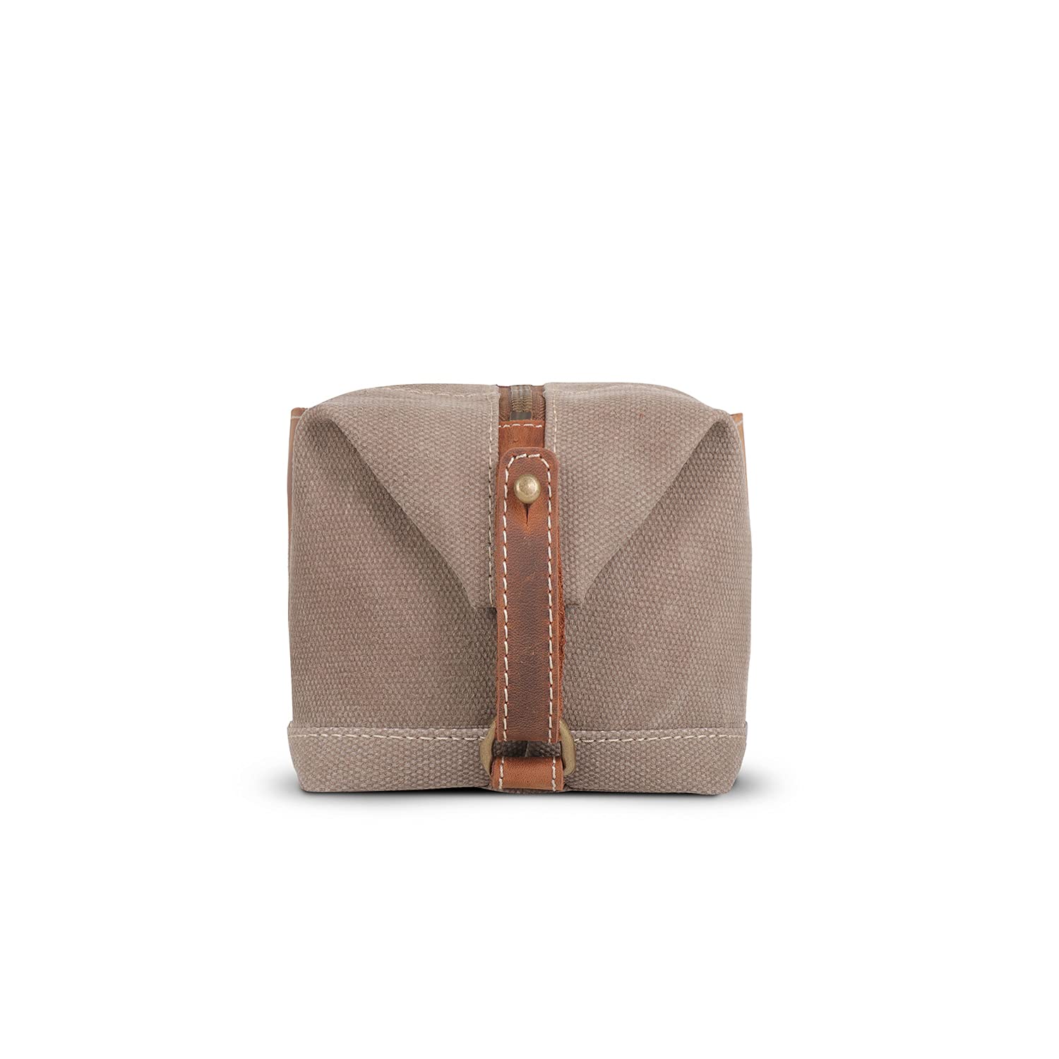LONDO Toiletry Bag Genuine Leather and Canvas Travel Toiletry Bag Dopp Kit