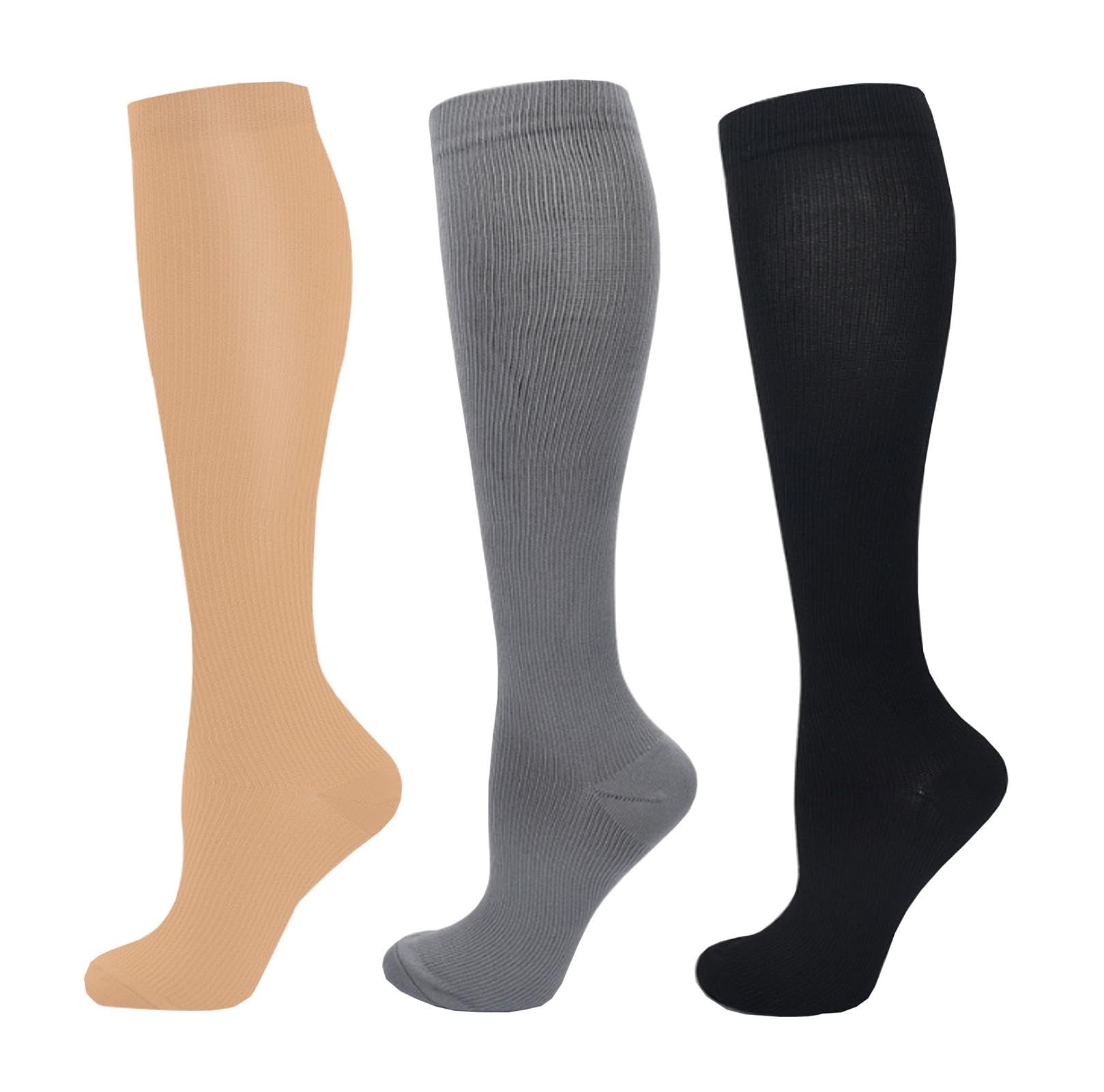 SKUNDU Compression Socks for Women Men Support Socks 15-20 mmhg knee high Compression Stockings 3 Pairs for Nurse