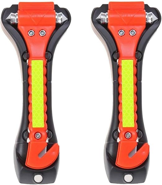 Car Safety Hammer 2 Pack, Window Glass Breaker and Seat Belt Cutter, 2-in-1 Emergency Auto Car Escape Tool, Life Rescue Tools Kit