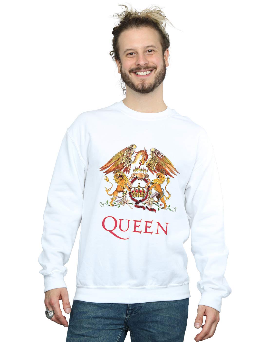 Absolute Cult Men's White Queen Crest Logo Sweatshirt XXX-Large