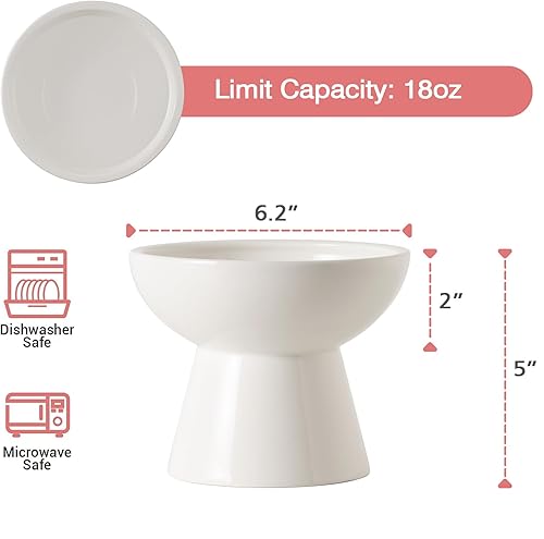 Miniatura 2 de Cuenco de agua elevado extra ancho de cerámica para gatos, plato de 6.2 pulgadas más profundo para aliviar la fatiga de los bigotes, 5 pulgadas de