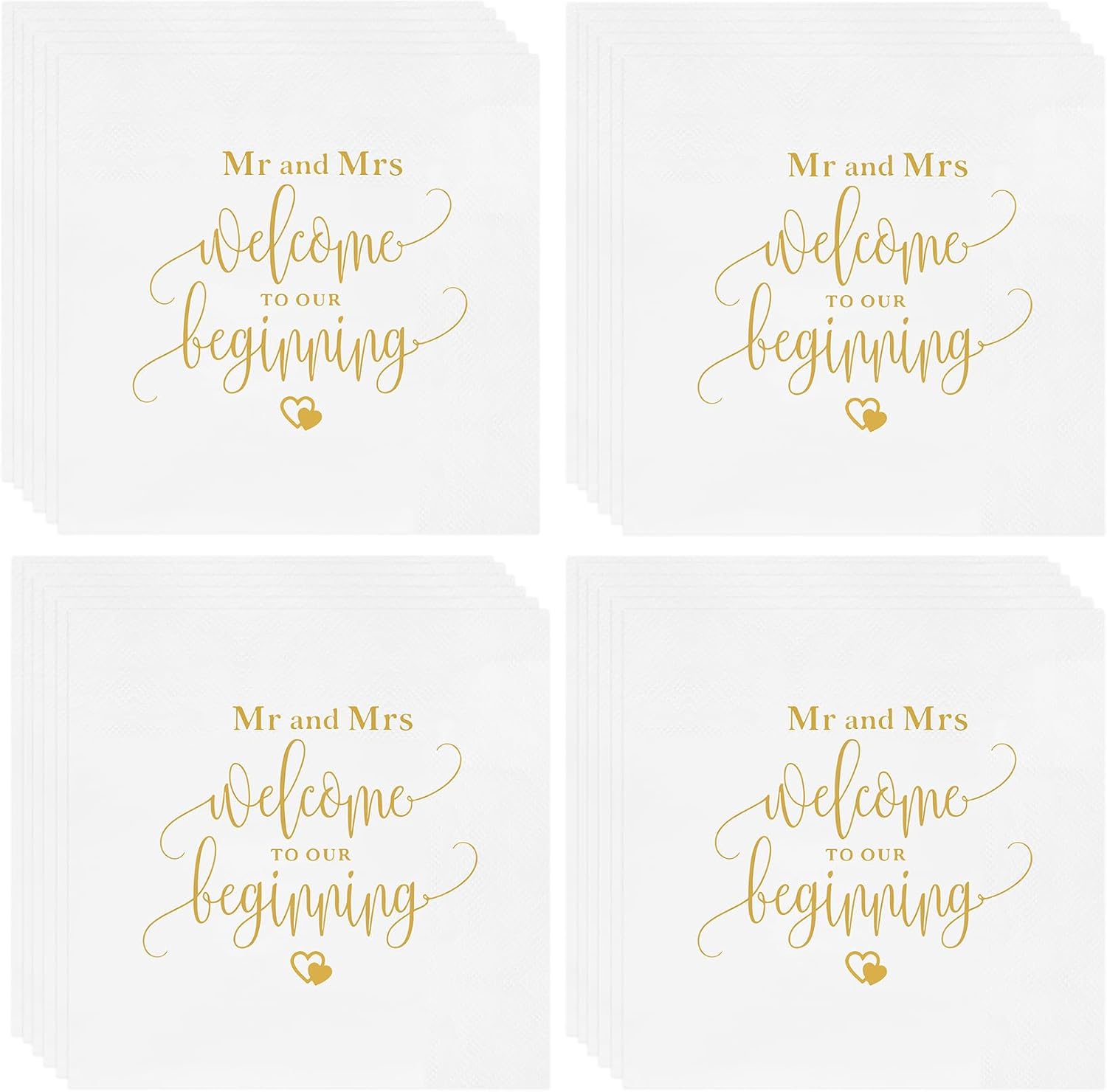 100 PCS Mr and Mrs Engagement Wedding Napkins for Reception Table Decor