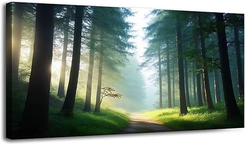 Miniatura 13 de 24"x 48" Canvas Wall Art Mountain Rustic Lake Landscape Nature Forest Scenery Vintage Boat Framed Pictures Painting Prints Large Wall Art for Living