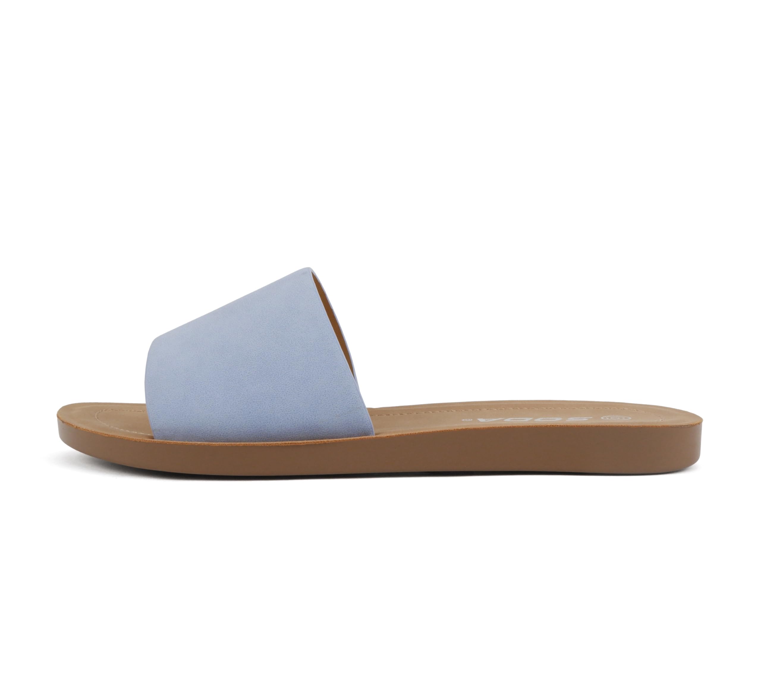 Soda Shoes Efron-S Women Flip Flops Basic Plain Slippers Slip On Sandals Slides Casual Peep Toe Beach