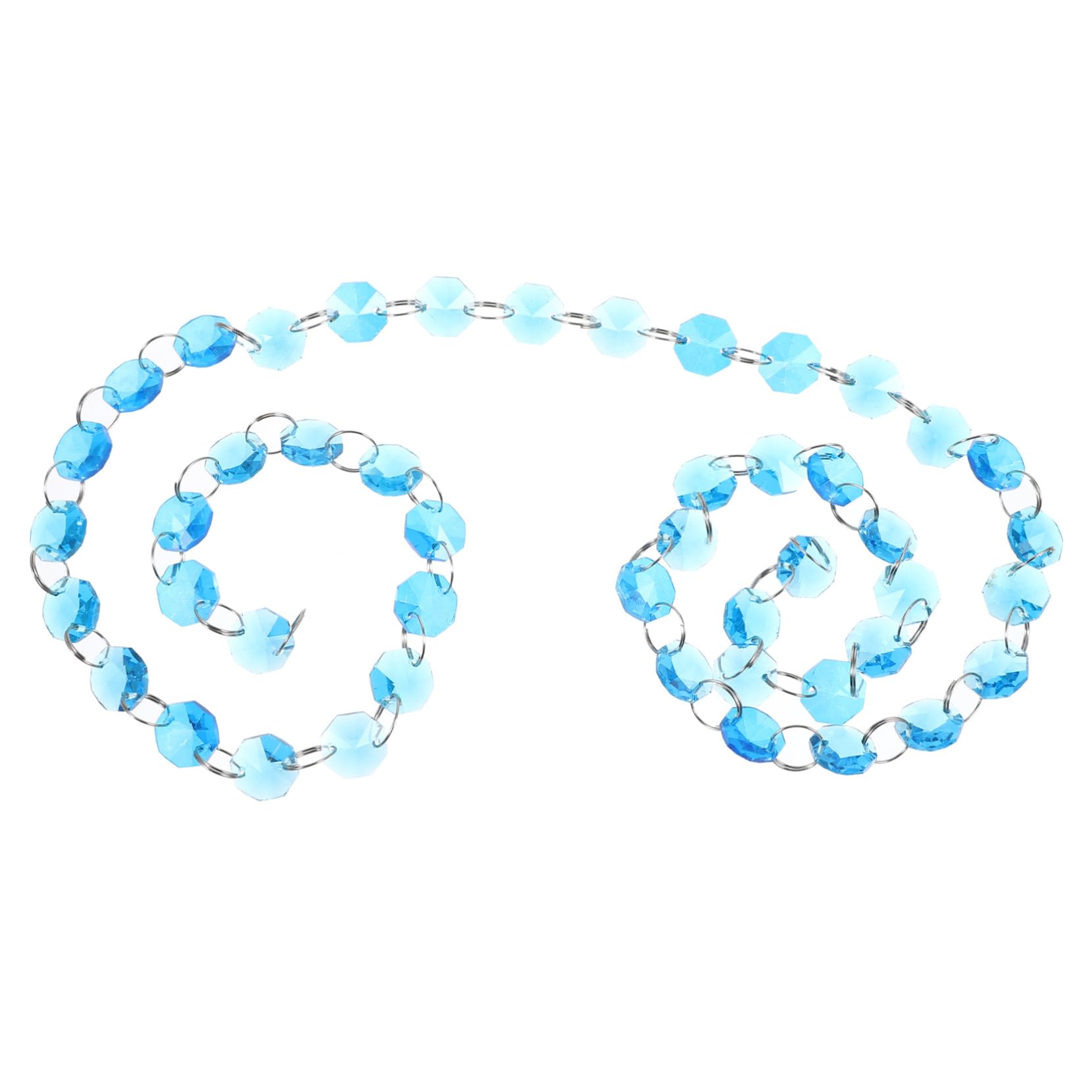 WOONEKY Glass Beads Octagonal Chain Multi-function Decor Living Room Porch Doorway Chandelier Accessory