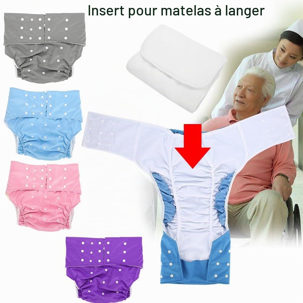 Yotown Lavable Adulte Pocket Nappy Cover Tissu de Couche-Culotte réutilisable Ajustable Soins de l'incontinence sous-vêtements de Protection, adapté aux Hommes Femmes Teen(2Pcs Diaper Insert Pad)