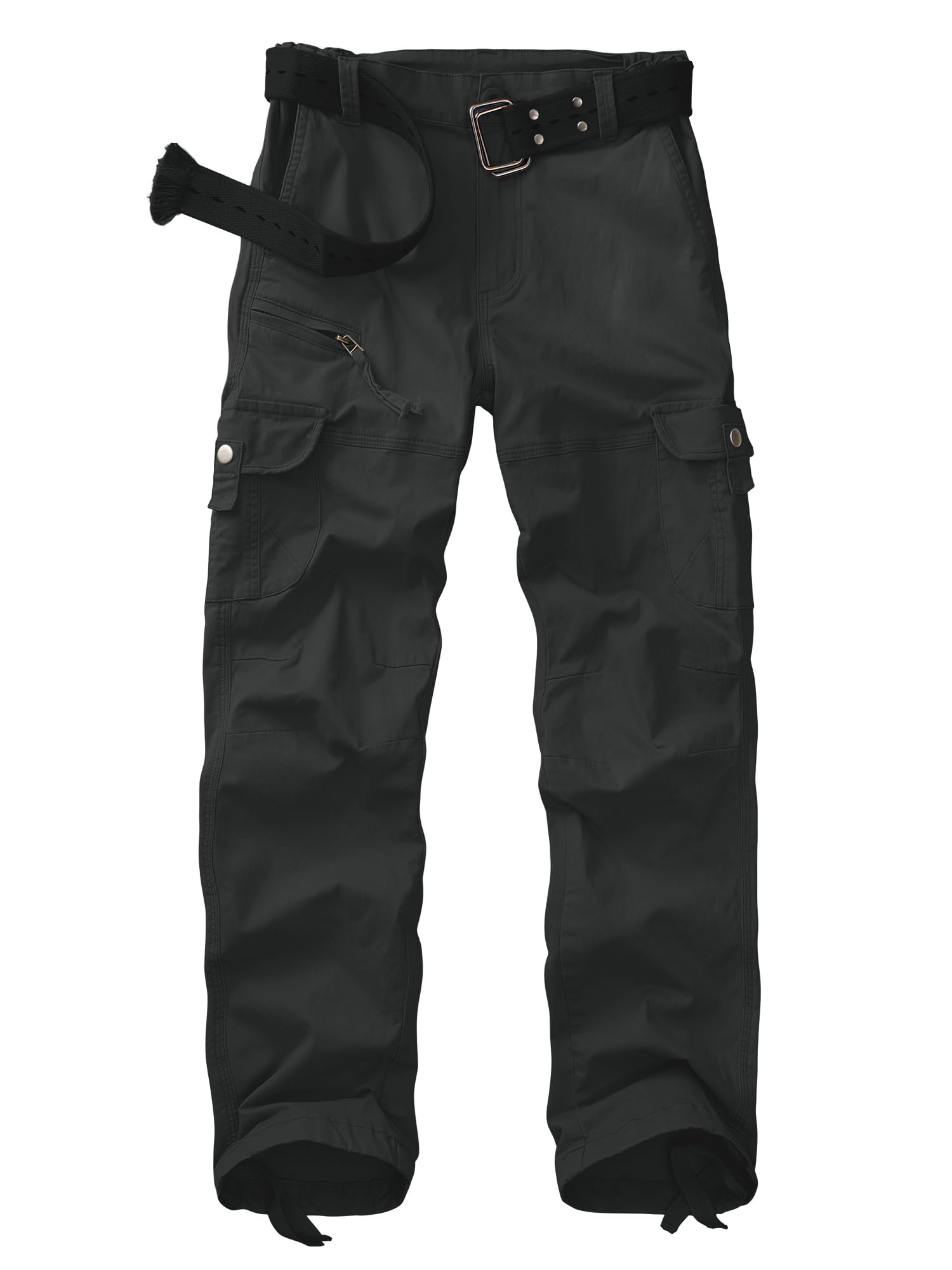 yeyity Cargohose Damen Hosen Multi Taschen Wanderhose Outdoorhose Baumwolle Arbeitshose Jogginghose Relaxed-Fit Trekkinghose Militär Hose Streetwear(Schwarz Grau,2087,34)