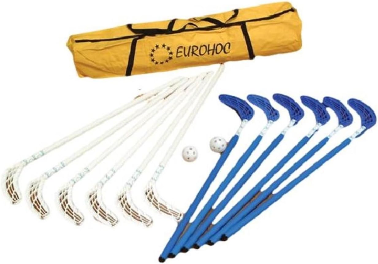 EUROHOC Club Senior Indoor Hockey Sticks Pucks Balls & Bag Complete Set