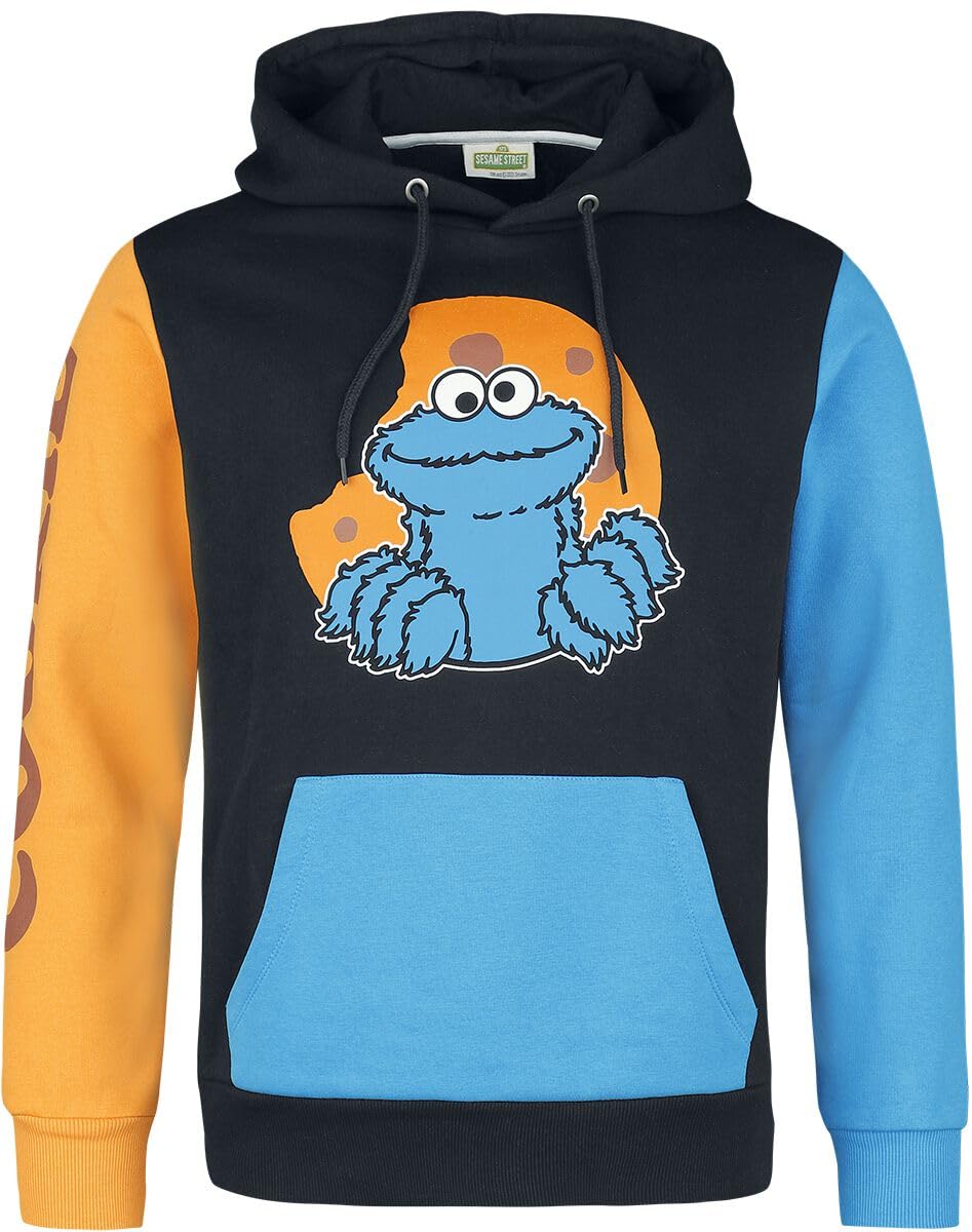 Sesame Street Cookie Monster Uomo Felpa con Cappuccio Multicolore 65% Cotone, 35% Poliestere Regular