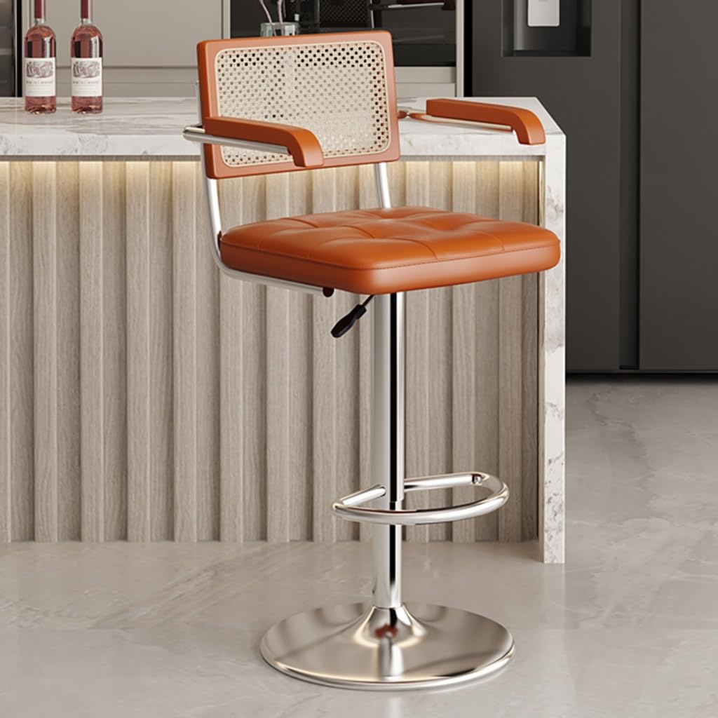 Chaises de cuisine en rotin marron tabourets pivotants pour îlot et café branché