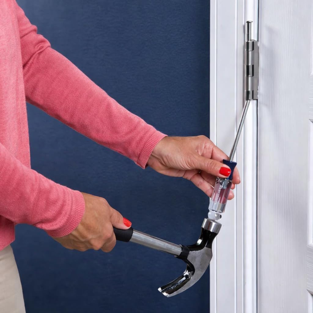 Door Towel Rack – No-Drill Hinge-Mounted Towel Bar for Bathroom or Bedroom Doors, No Assembly, Works with Standard Interior Doors, Space-Saving Telescoping Design (Black/White) (Black)